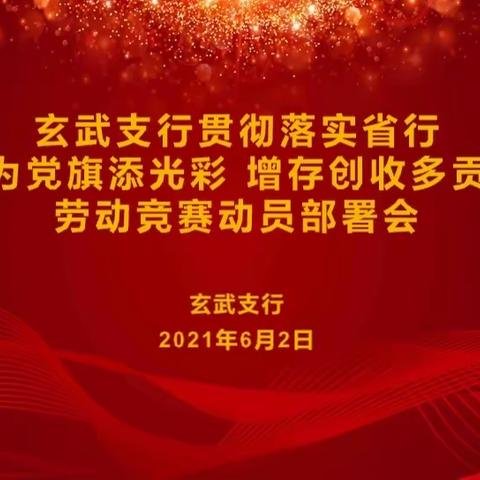 玄武支行召开贯彻落实省行“我为党旗添光彩 增存创收多贡献” 劳动竞赛动员部署会