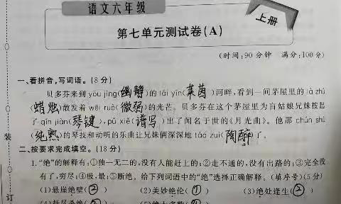 第七单元a卷讲解