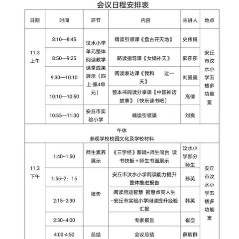 书韵聚知音, 阅读绽芳华 ——潍坊市小学阅读能力提升工程观摩研讨会