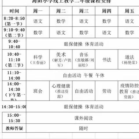 延期不延教 停课不停学———海阳小学二年级二班线上教学纪实