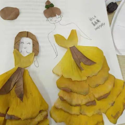 20幼管4班学生树叶粘贴画作业欣赏