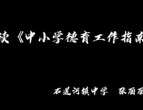 精心德育，润物无声。潜心育人，静待花开——石道河镇中学践行《中小学德育工作指南》工作纪实