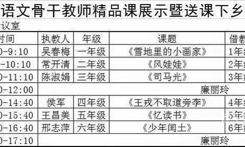 【精彩呈现 精品课堂】平邑县小学语文骨干教师精品课展示暨送课下乡活动