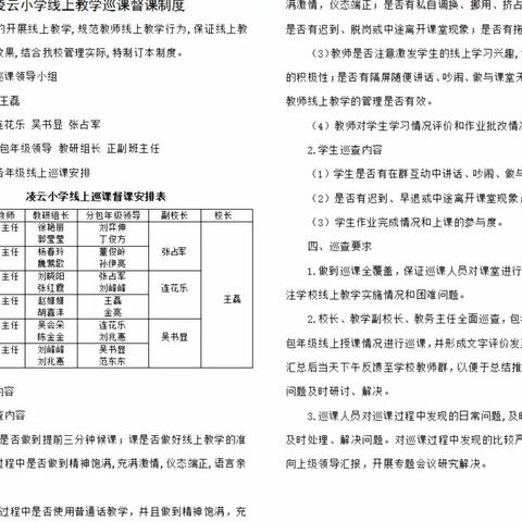 线上教学稳推进 云端巡课保质量——凌云小学开展线上教学巡课督课工作