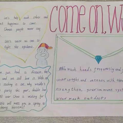 哈拉黑小学六年级全体学生通过英语手抄报学习预防新冠病毒防疫知识。同时，武汉人民针对新冠病毒的战疫，