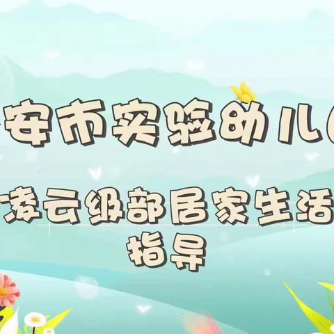 居家时光，“童”样精彩——泰安市实验幼儿园凌云级部周二居家生活指导