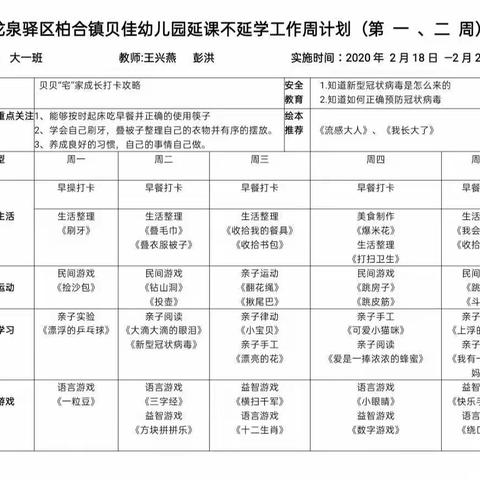 贝贝“宅”家成长打卡第四天（大一班）