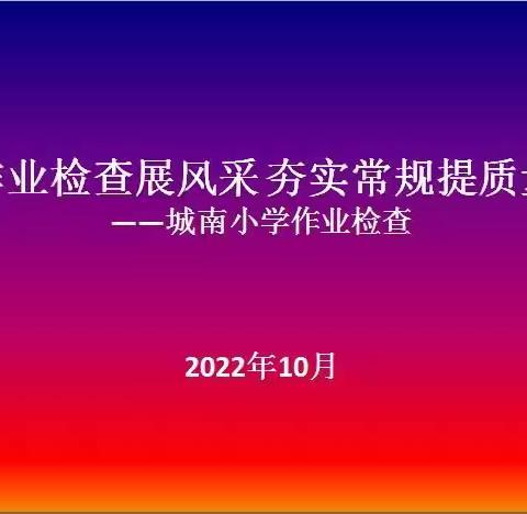 作业检查展风采 夯实常规提质量——城南小学第一次主题作业检查