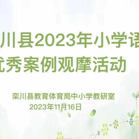 优秀课例展风采     教研引领促成长——栾川县2023年小学语文优秀案例观摩活动