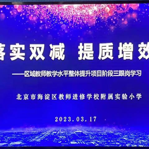 春草绿绿 研途勤勤——“落实双减，提质增效”区域教师教学水平整体提升项目阶段三跟岗学习