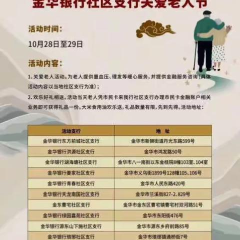 尊老敬老，金华银行在您身边