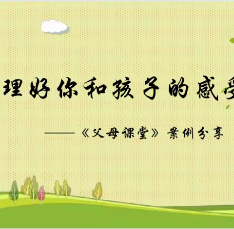 家校共育  携手并进  静待花开之《处理好你和孩子的感受》