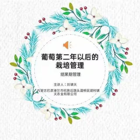 线上科技培训开始啦📢📡👏（第六十一讲:葡萄结果期管理技