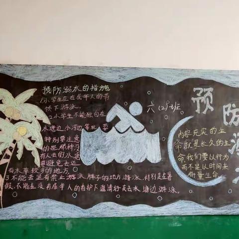 三杰学校防溺水黑板报展评