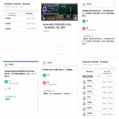 三（2）班2020年4月14日道德与法治作业批改情况