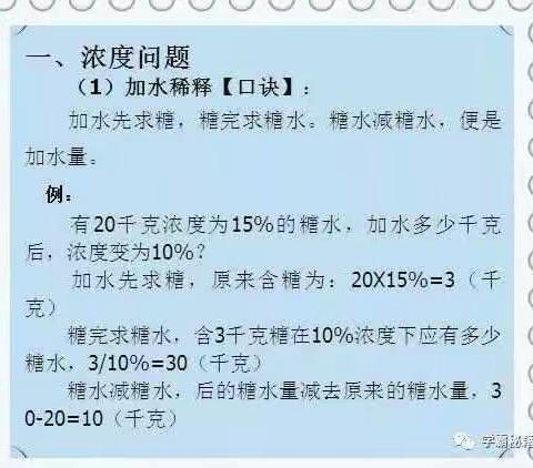 小学数学应用题解题口诀