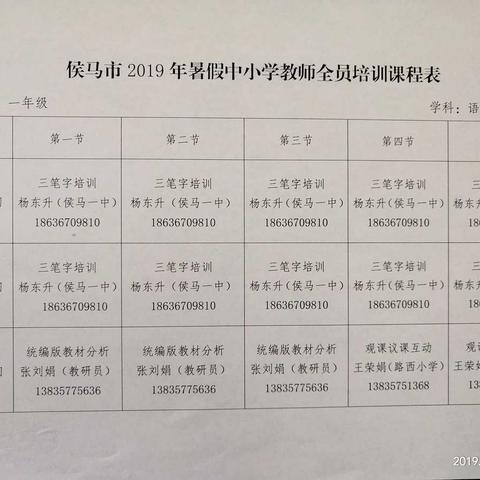 侯马市2019年暑假小学教师全员培训