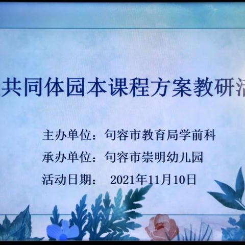 专家指导促提升  课程优化启新程——审议共同体A组幼儿园园本课程方案教研活动