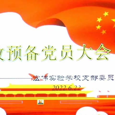 发展新党员 注入新能量——中共宏伟实验学校党支部召开接收预备党员大会