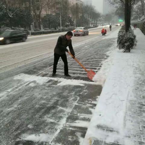 谭家街道经济发展科认真做好扫雪、铲雪工作