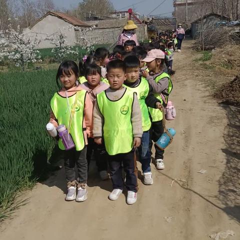 空气是那么清新，天空是那么明朗。贾庄幼儿园大班小朋友一起去感受春天的气息……