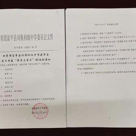 刘集初中团委“《青年大学习》   我们在行动”主题活动