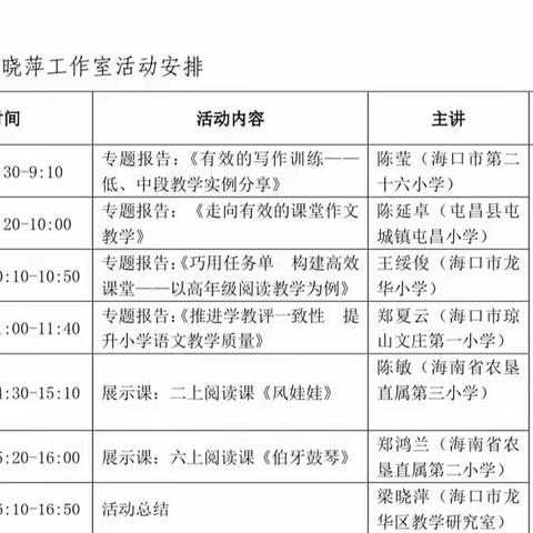 学教评一体化，减负提质增效——2022年海南省小学语文卓越教师梁晓萍工作室十一月份线上研修活动