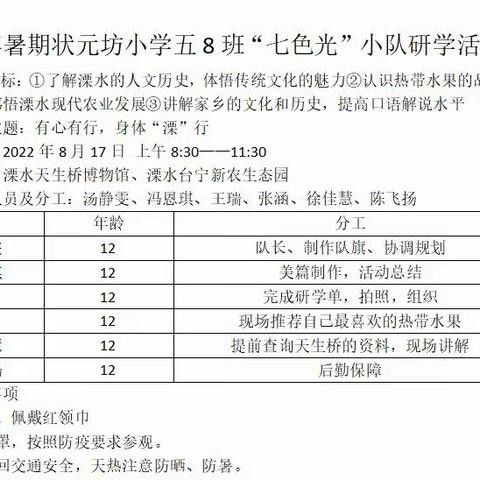 有心有行，身体"溧"行——记2022年五8班暑期研学活动