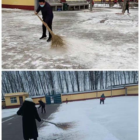 初雪悄然至  清雪暖人心——校园雪景美不过你劳动的身影