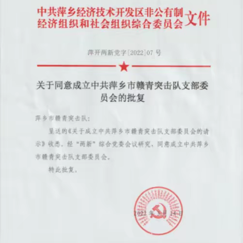 标题：萍乡市赣青突击队第一届党员大会暨党支部班子成立大会顺利召开