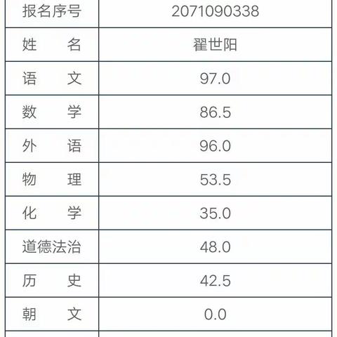 2020年8月10日中考成绩