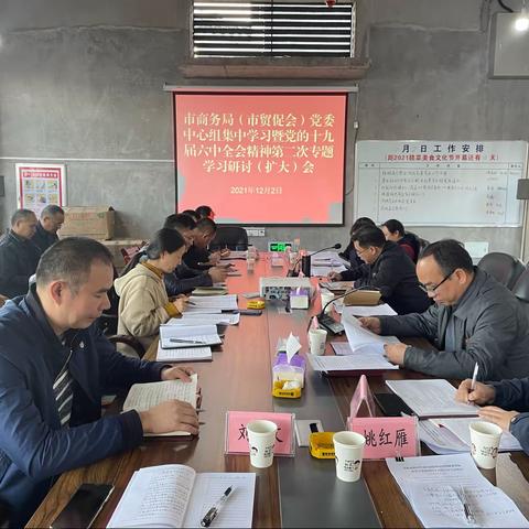 市商务局（市贸促会）召开党委中心组集中学习暨党的十九届六中全会精神第二次专题学习研讨（扩大）会