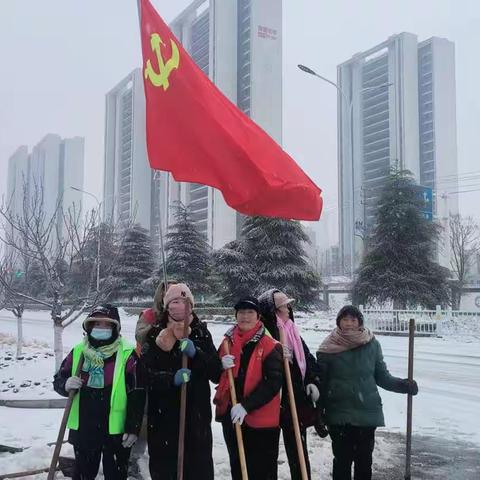 庐山社区“党员先锋 破除冰雪显担当”