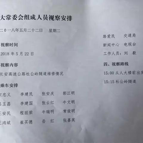 县人大视察杜公岭隧道项目建设