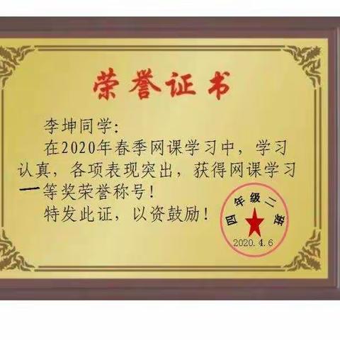 一波精美的电子荣誉证书赞赞这帮可爱勤学的孩子！！👍👍