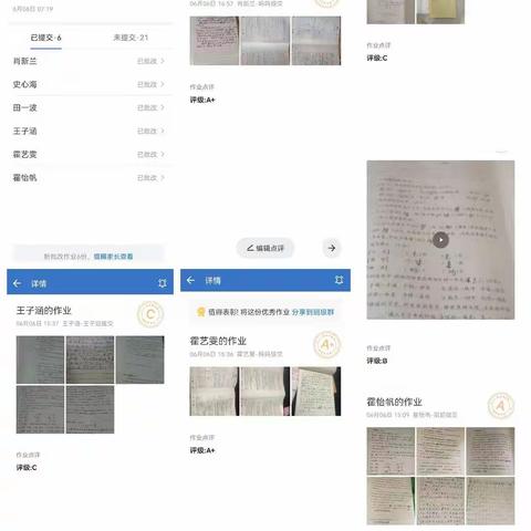 双树王小学6.6-6.10四语线上学习情况