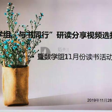 与书为友，阅读悦已——2019龙游县塔石小学数学组“与书同行”研读分享视频选拔会