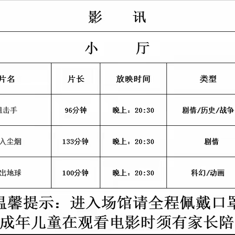 本周影讯 （7月13日、15日、11日）