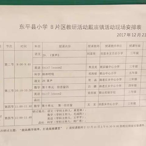 聚核心素养，提课堂实效---东平县小学B片区教研活动在戴庙镇中心小学成功举行