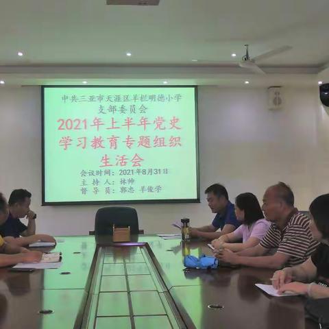 羊栏明德小学党支部召开2021年上半年党史学习教育专题组织生活会