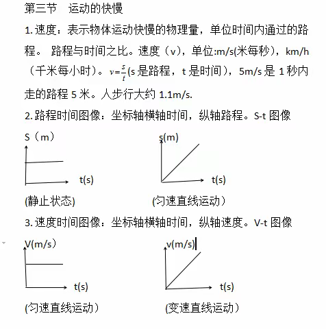 初中八年级物理第一章知识点