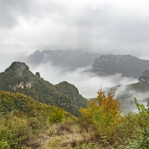 贺祖国华诞    览雨中太行