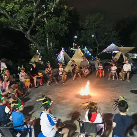 自然村落烧烤鼓舞篝火晚会