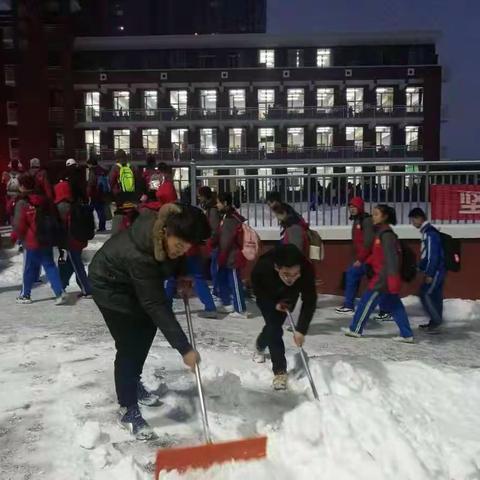 家校携手清扫雪  全力护航安全行