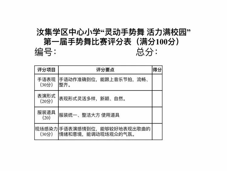 课桌手势舞打分标准