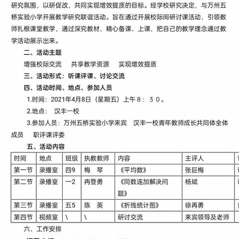 增强校际交流 共享教学资源 实现增效提质——万州五桥实验小学与开州区汉丰第一小学“教研联谊”活动