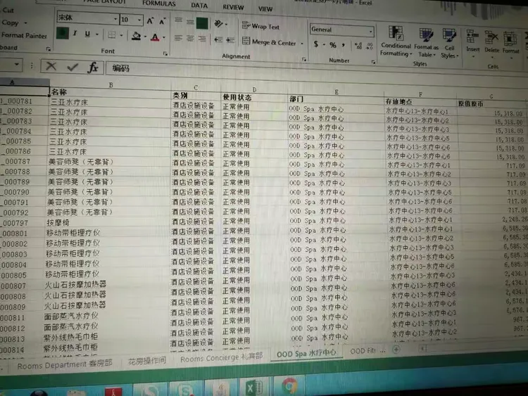 盘点水疗中心固定资产