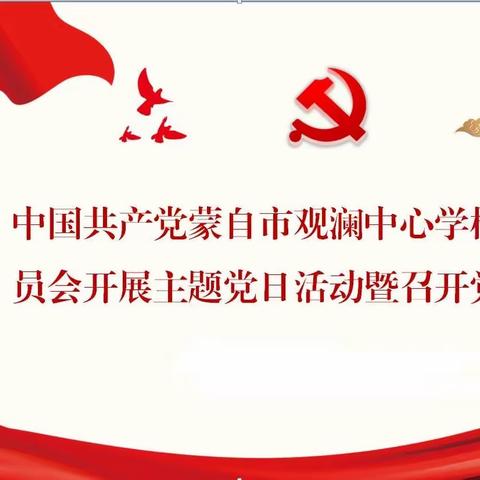 中国共产党蒙自市观澜中心学校支部委员会开展主题党日活动暨召开党员大会