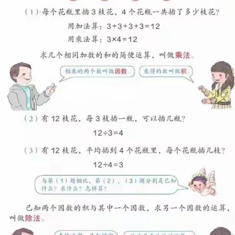 例2《乘除法的意义和各部分间的关系》预习