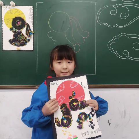 永顺县红宇美术学校上午造型班创意美术——兔年生肖邮票设计